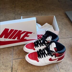 Nike Men's Red and White High-Top Sneakers